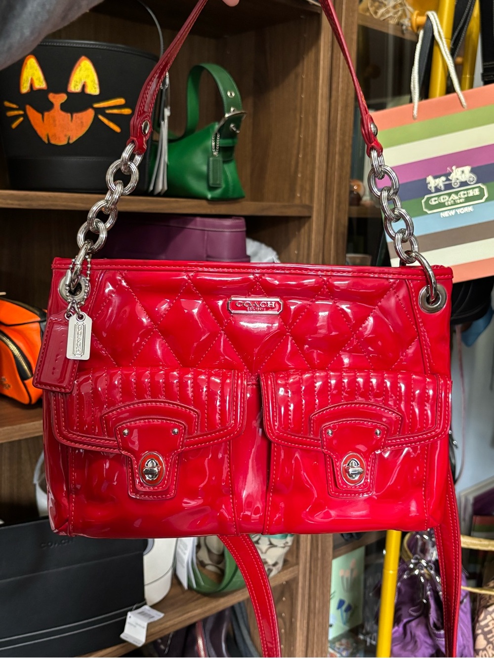 Coach Poppy Liquid Gloss Quilted Hippie Bag